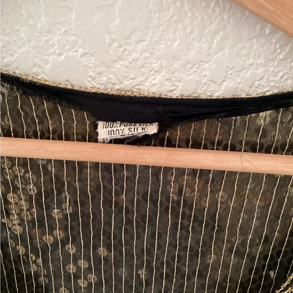 Vintage Gold Black Sequin Silk Dress Flapper - Picture 3 of 8